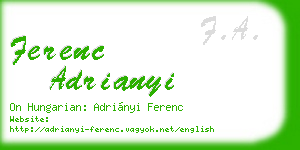 ferenc adrianyi business card